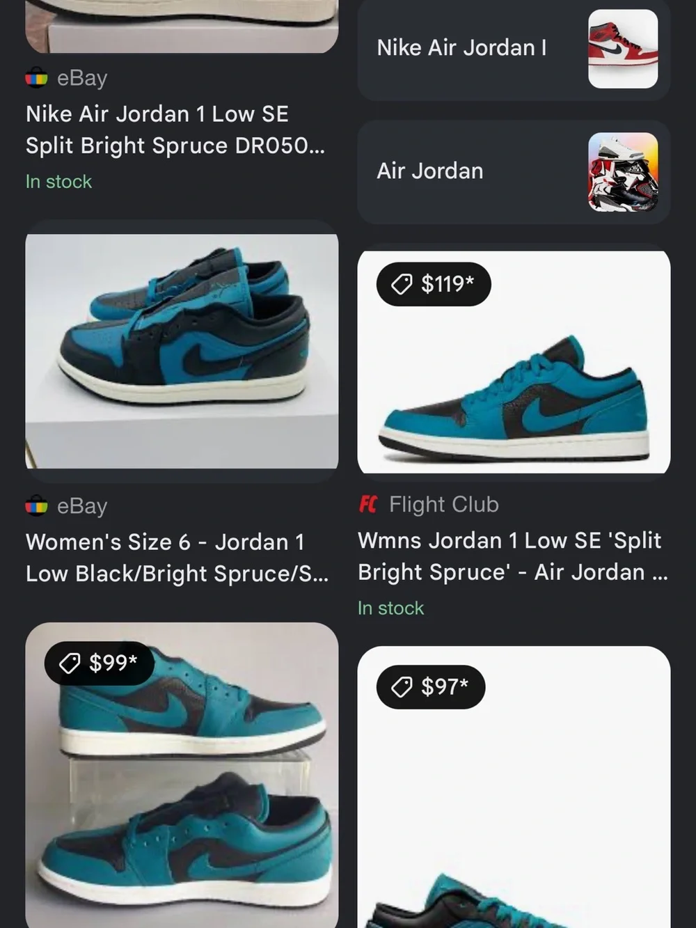 Nike Air Jordan 1 Low SE “Split” Top Sneakers — Black & Teal